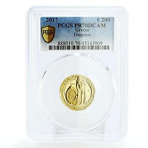Greece 200 euro Greek Philosophers Series Diogenes PR70 PCGS gold coin 2013