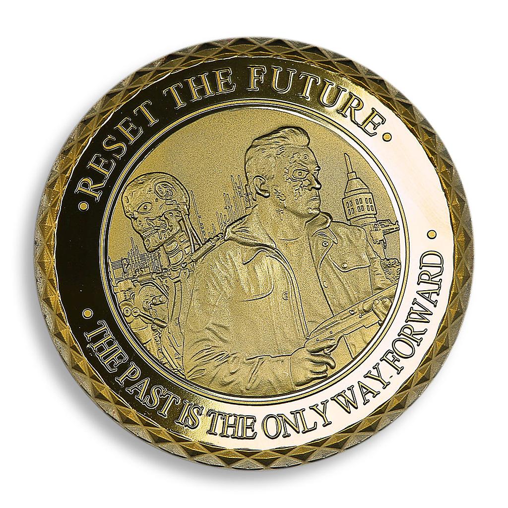 Terminator Genisys Mission Fate Reset the Future Robot Cyborg Gold-Plated Medal