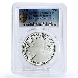 Marshall Islands 50 $ International Joint Space Fligh PR69 PCGS silver coin 1989