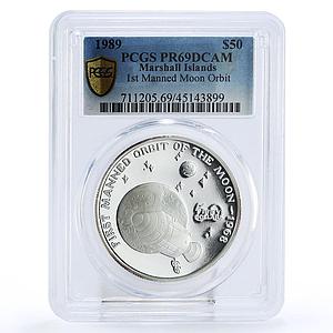 Marshall Islands 50 $ First Manned Orbit of Moon PR69 PCGS silver coin 1989