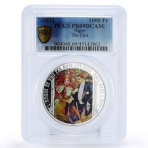 Niger 1000 francs The Flirt Alphonse Mucha PR69 PCGS silver coin 2012