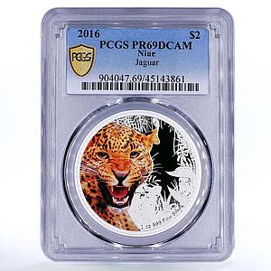 Niue 2 dollars Kings of the Continents Jaguar PR69 PCGS silver coin 2016