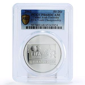 United Arab Emirates 50 dirhams FIFA World Youth Championship PR68 PCGS 2003