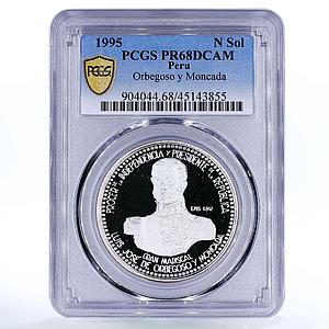 Peru 1 sol 100 Anniversary Birth Orbegoso y Moncada PR68 PCGS silver coin 1995