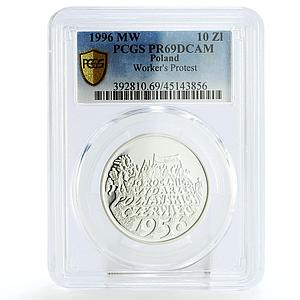 Poland 10 zlotych 40 Anniversary Poznan Workers Protest PR69 PCGS silver 1996