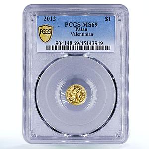 Palau 1 dollar Roman Empire Series Valentinian MS69 PCGS gold coin 2012