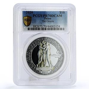 Palau 10 dollars Eternal Sculptures Tre Grazie Three Graces PR70 PCGS coin 2020