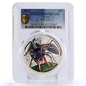 Tuvalu 1 dollar Deadly and Dangerous Bull Ant PR69 PCGS silver coin 2015