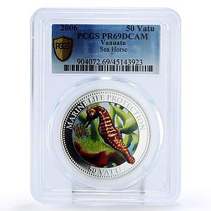 Vanuatu 50 vatu Marine Life Protection Sea Horse PR69 PCGS silver 2006