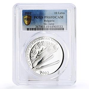 Bulgaria 10 leva Winter Olympic Games Ski Jumper PR69 PCGS silver coin 2001