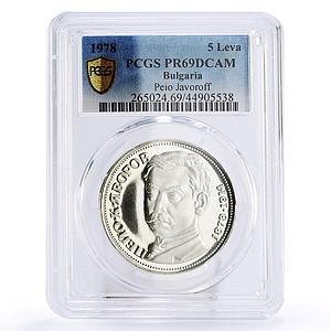 Bulgaria 5 leva Birth of Poet Peio Javoroff PR69 PCGS silver coin 1978