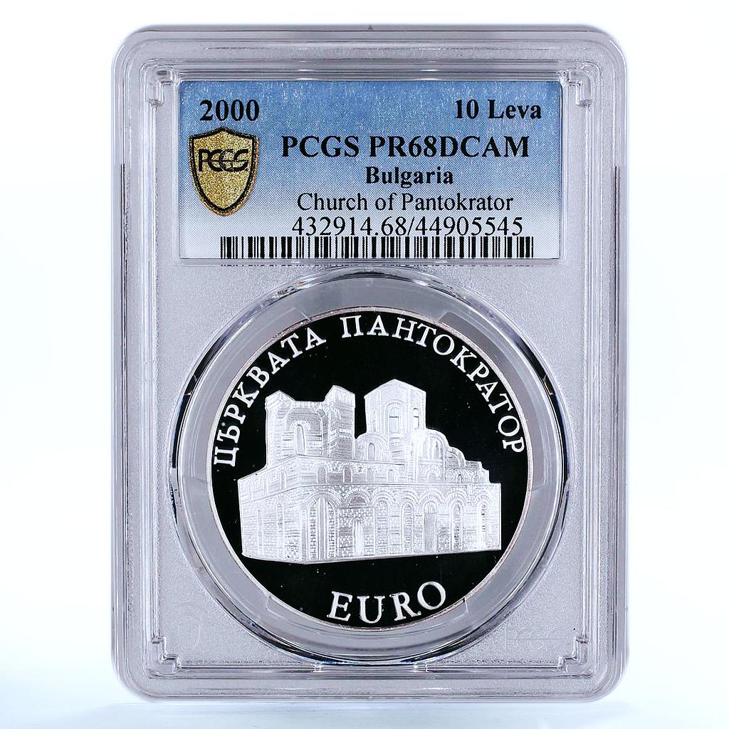 Bulgaria 10 leva Church of Pantokrator in Nessebar PR68 PCGS silver coin 2000