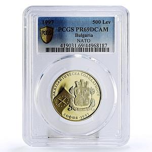 Bulgaria 500 leva Accession in NATO War Alliance PR69 PCGS CuNi coin 1997