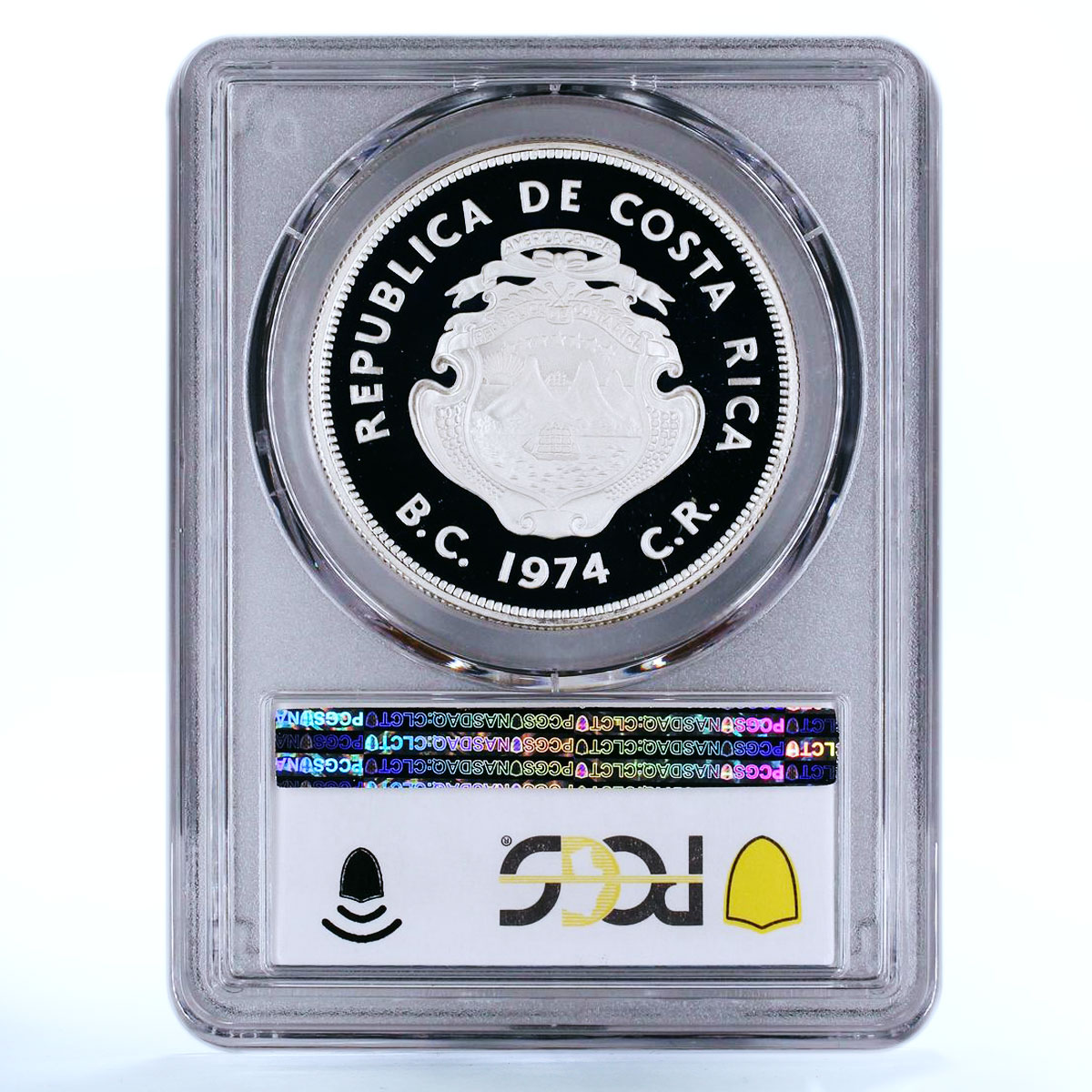 Costa Rica 50 colones Conservation Green Turtle PR69 PCGS silver coin 1974