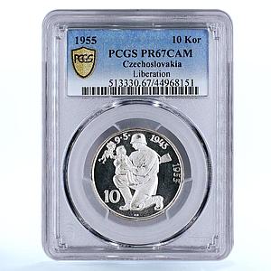 Czechoslovakia 10 korun Liberation from Fascism PR67 PCGS silver coin 1955
