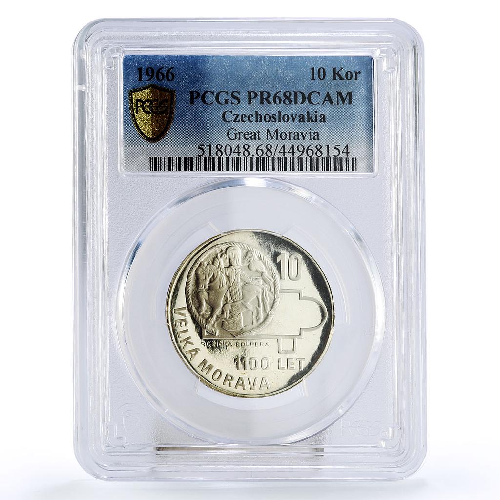 Czechoslovakia 10 korun Great State of Moravia PR68 PCGS silver coin 1966