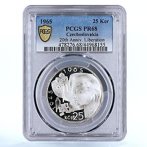 Czechoslovakia 25 korun Anniversary of Liberation PR68 PCGS silver coin 1965