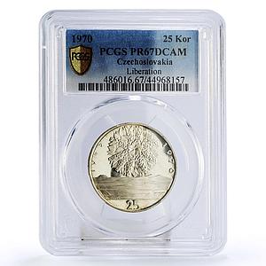 Czechoslovakia 25 korun Sun of Liberation Freedom PR67 PCGS silver coin 1970