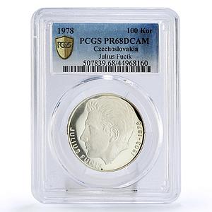 Czechoslovakia 100 korun Journalist Julius Fucik PR68 PCGS silver coin 1978