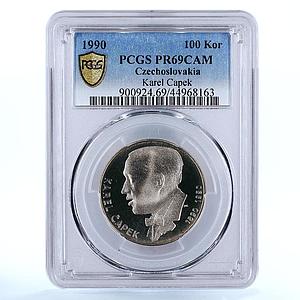 Czechoslovakia 100 korun Birthday of Karel Capek PR69 PCGS silver coin 1990