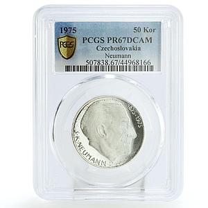 Czechoslovakia 50 korun Centennial Birth S.K. Neumann PR67 PCGS silver coin 1975