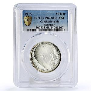 Czechoslovakia 50 korun Centennial Birth S.K. Neumann PR68 PCGS silver coin 1975