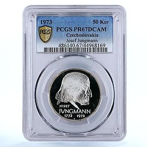 Czechoslovakia 50 korun Poet Josef Jungmann PR67 PCGS silver coin 1973