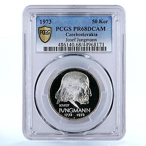 Czechoslovakia 50 korun Poet Josef Jungmann PR68 PCGS silver coin 1973