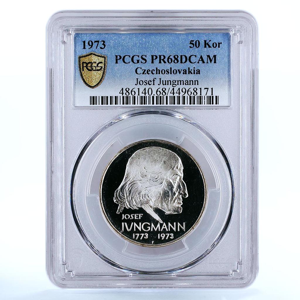 Czechoslovakia 50 korun Poet Josef Jungmann PR68 PCGS silver coin 1973