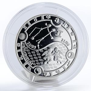 Gabon 1000 francs Zodiac Gemini proof silver coin 2014