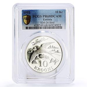 Estonia 10 krooni Barn Swallow Bird PR68 PCGS proof silver coin 1992