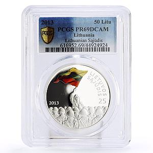 Lithuania 50 litu Lithuanian Sajudis Barricades Crowd PR69 PCGS silver coin 2013
