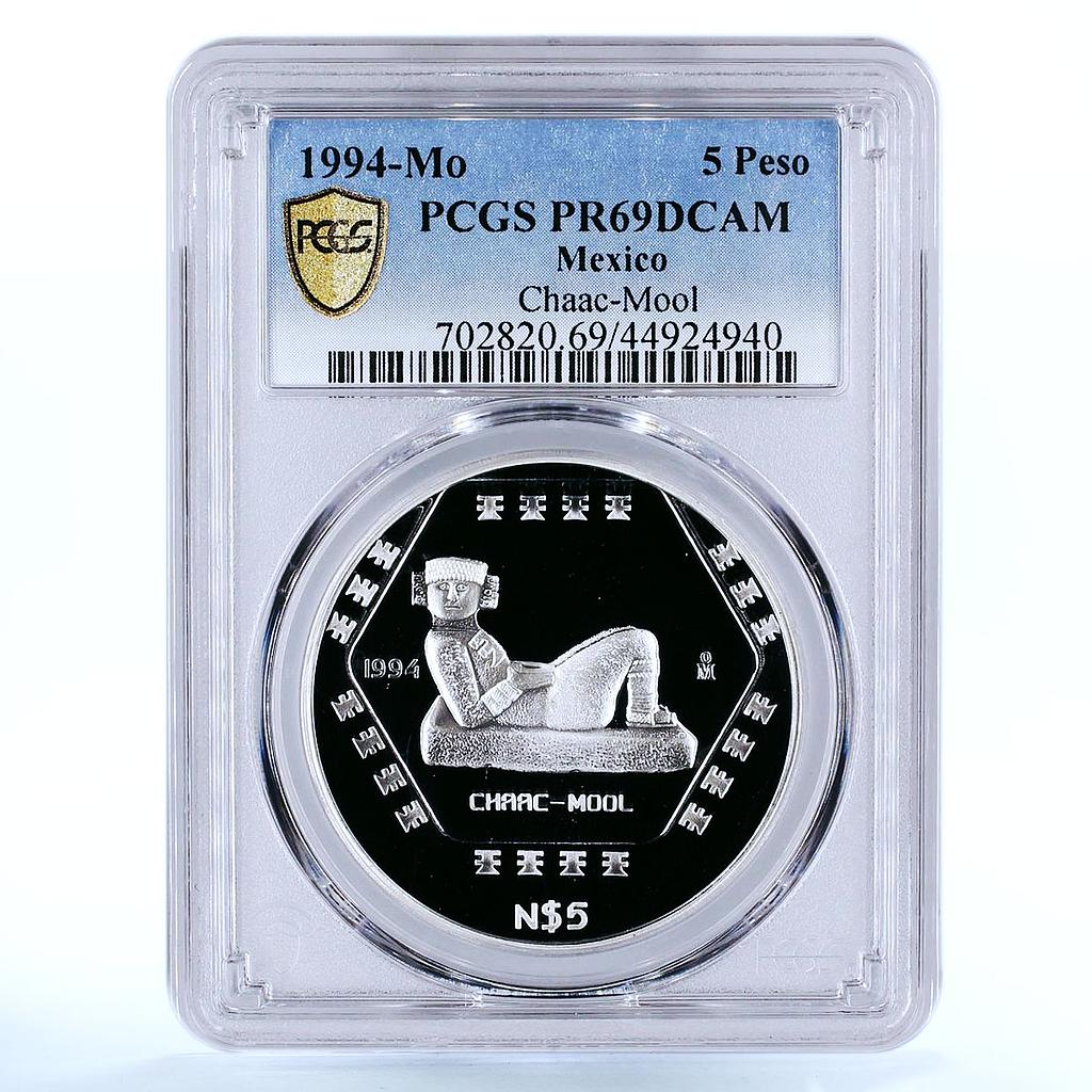Mexico 5 pesos Sculpture Chaac-Mool PR69 PCGS proof silver coin 1994