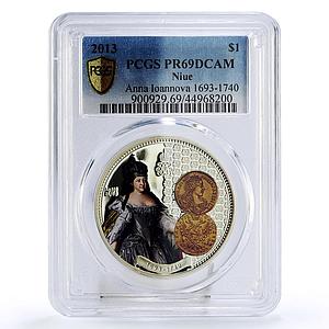 Niue 1 dollar Russian Emperor Anna Ioannovna PR69 PCGS colored silver coin 2013