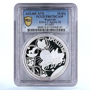 Fujairah 10 riyals Apollo XI Moon Landing Program PR67 PCGS silver coin 1970