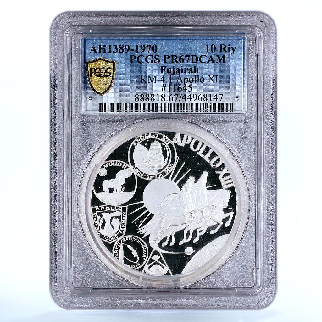 Fujairah 10 riyals Apollo XI Moon Landing Program PR67 PCGS silver coin 1970