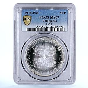 Philippines 50 piso International Meetings Matte MS67 PCGS silver coin 1976