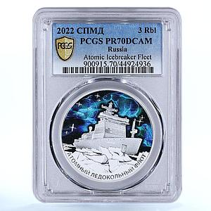 Russia 3 rubles Atomic Icebreaker Fleet Ural Ship PR70 PCGS silver coin 2022