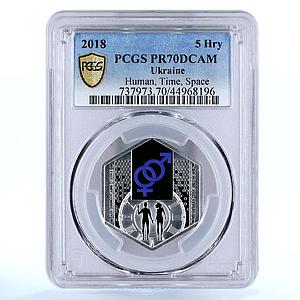 Ukraine 5 hryvnias Human Time Space PR70 PCGS silver coin 2018