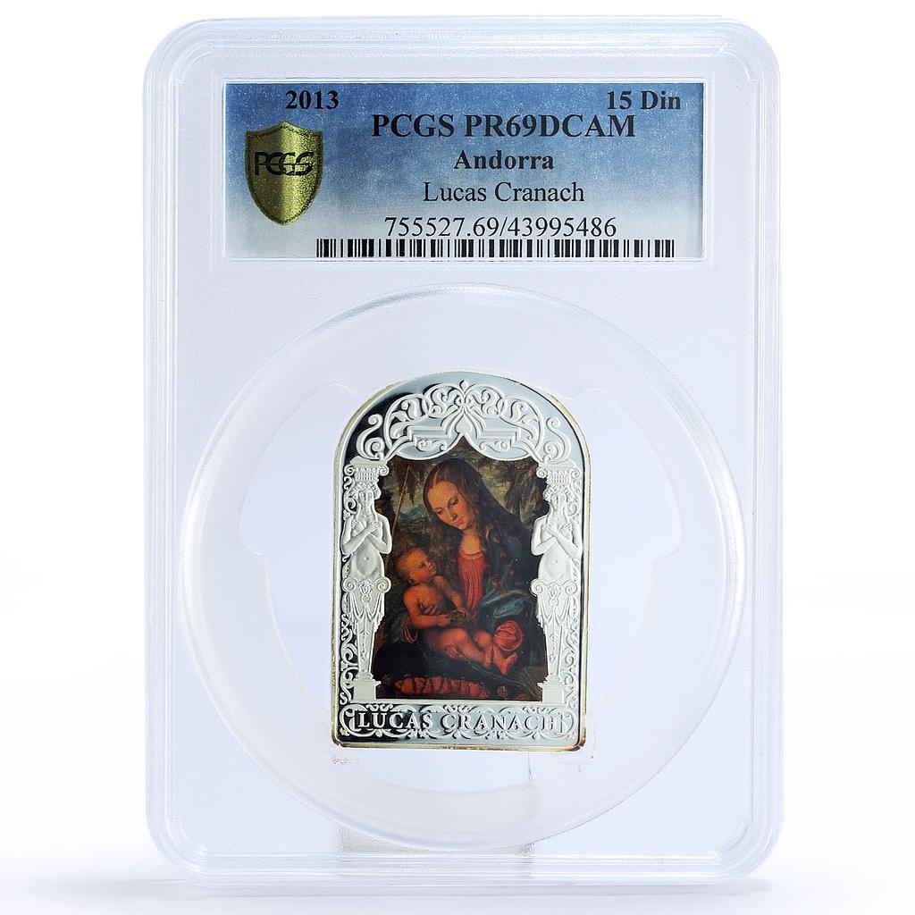 Andorra 15 diners Lucas Cranach Madonna Fir Tree PR69 PCGS silver coin 2013