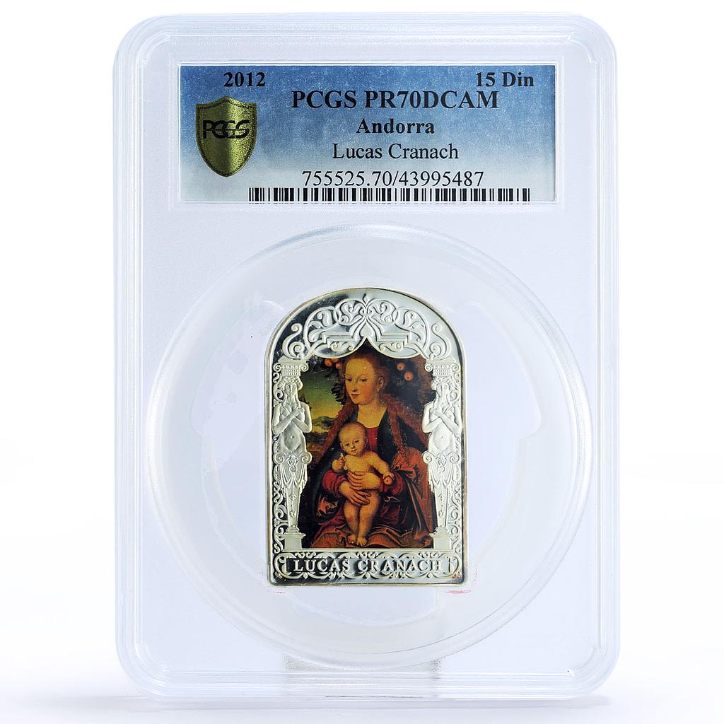 Andorra 15 diners Lucas Cranach Madonna Apple Tree PR70 PCGS silver coin 2012