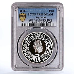 Argentina 1 peso Republican Central Bank Building PR68 PCGS silver coin 2005