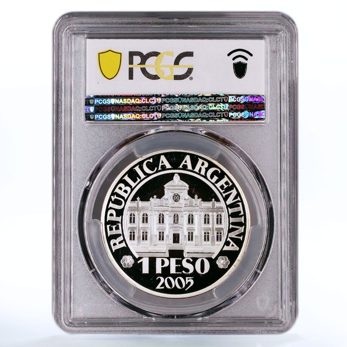 Argentina 1 peso Republican Central Bank Building PR68 PCGS silver coin 2005