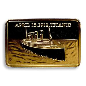 The 100th anniversary of Titanic, 1912-2012, Gold Plated bar, Ship