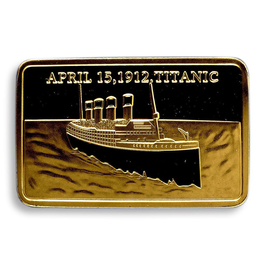 The 100th anniversary of Titanic, 1912-2012, Gold Plated bar, Ship