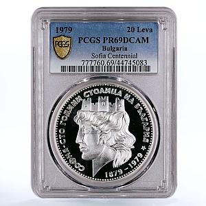 Bulgaria 20 leva Centennial of Sofia Capital City  PR69 PCGS silver coin 1979