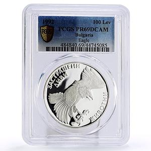 Bulgaria 100 leva Endangered Wildlife Imperial Eagle PR69 PCGS silver coin 1992