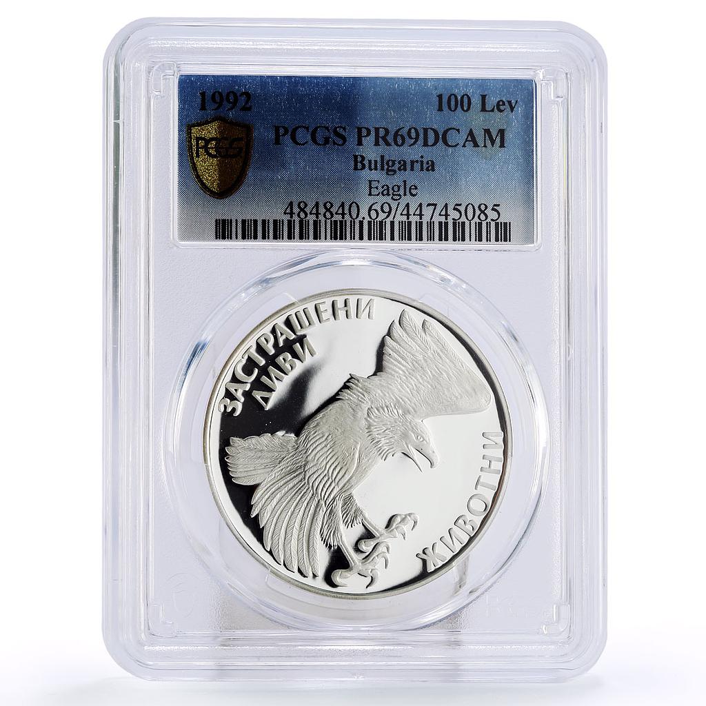 Bulgaria 100 leva Endangered Wildlife Imperial Eagle PR69 PCGS silver coin 1992