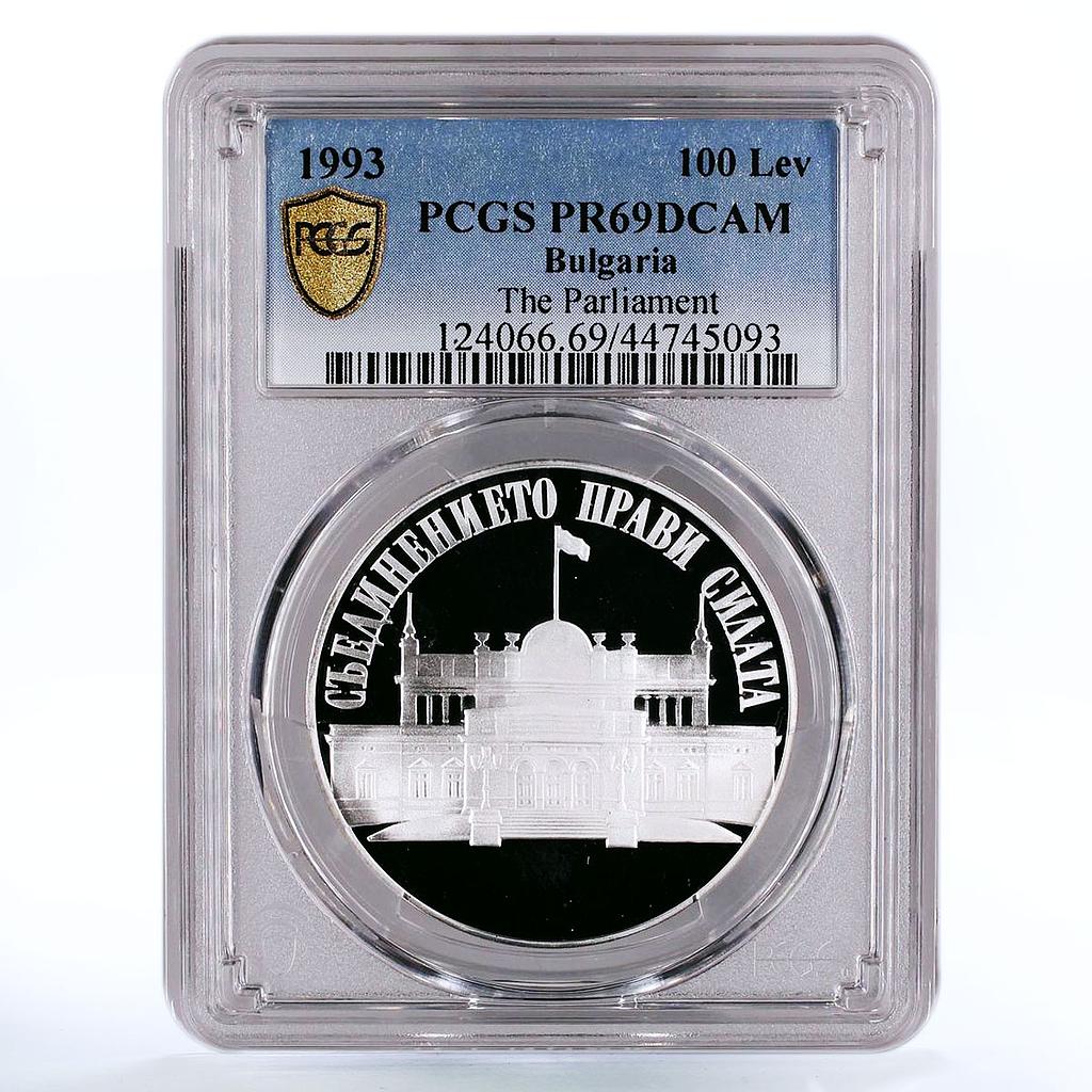 Bulgaria 100 leva National Parliament Building PR69 PCGS silver coin 1993