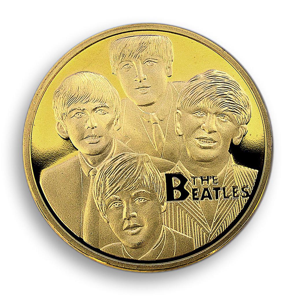 The Beatles, Group, Gold Plated Coin, Memorial, Collectible Coin, Token